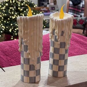 Mackenzie Childs Sterling Check candles